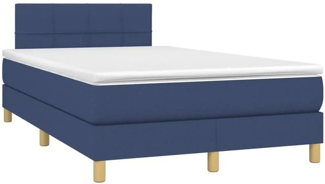 vidaXL Boxspringbett Hybrid mit Matratze und LED-Beleuchtung in Blau, B/T/H: 120 x 190 x 78 cm - Bild 1