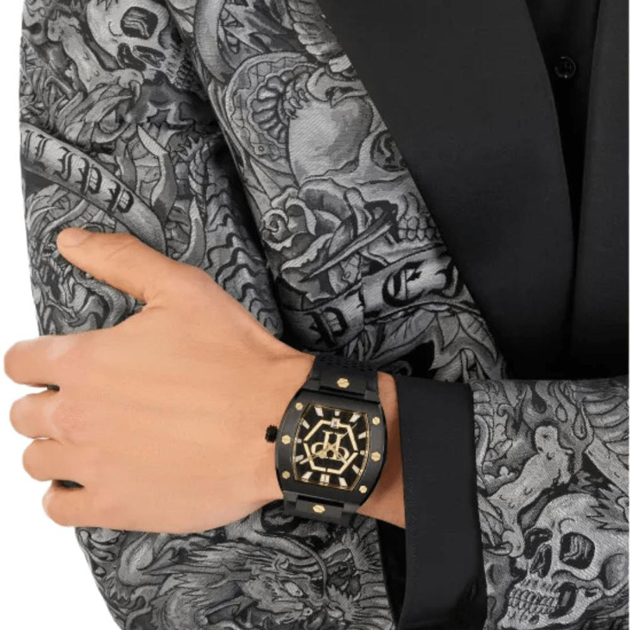 Philipp Plein Herrenuhr The Hexagon Phantom, Quarz, Edelstahl, 44 mm, Schwarz - Bild 4