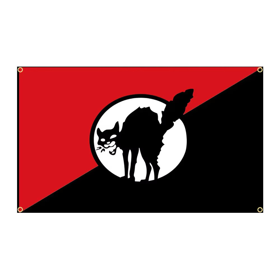 Flagdom Anarchie Flagge mit schwarzer Katze und Sternen in Schwarz-Rot, B x H: 150 x 90 cm - Bild 2