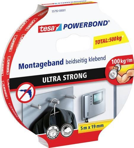 tesa Powerbond Ultra Strong Montageband Weiß B: 19 mm, L: 5 m - Bild 1