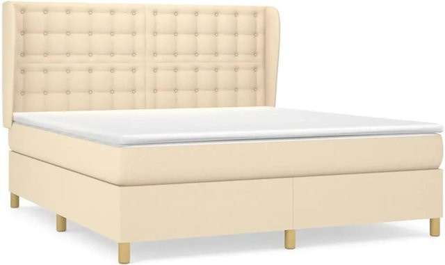 vidaXL Boxspringbett Hybrid mit Matratze und Taschenfederkern in Beige, B/T: 180 x 200 cm - Bild 1