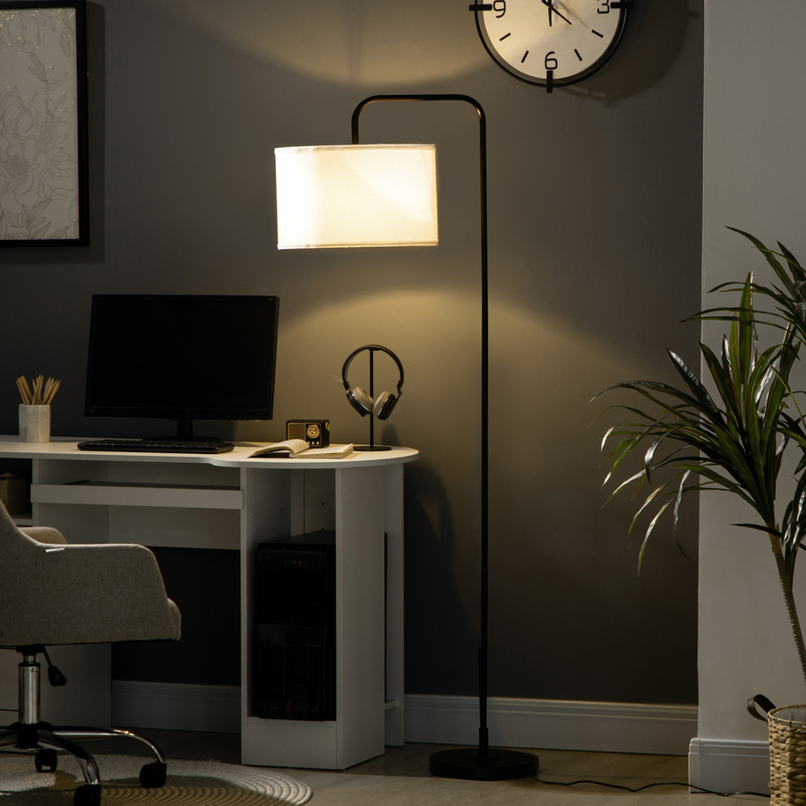 HOMCOM Moderne Stehlampe aus Metall und Stoff in Schwarz und Weiß für Wohnzimmer, Schlafzimmer oder Home Office, B/T/H: 64 x 38 x 163,5 cm - Bild 2