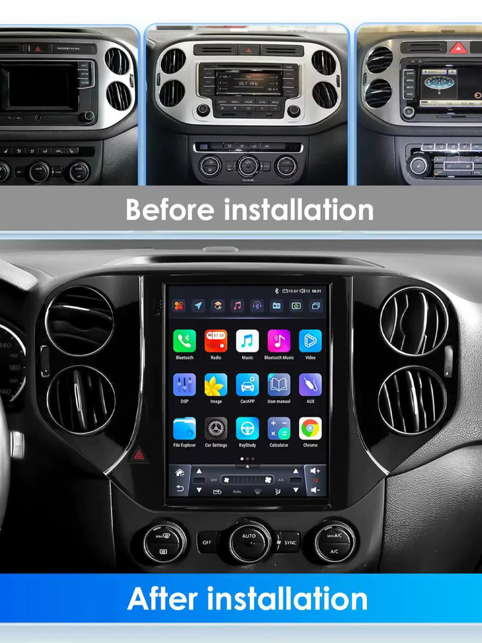 Hizpo Android 13 Autoradio für VW Tiguan 1NF (2007-2016) mit 9,7 Zoll vertikalem Tesla-Stil Bildschirm, GPS und 4G, Carplay, Schwarz - Bild 6