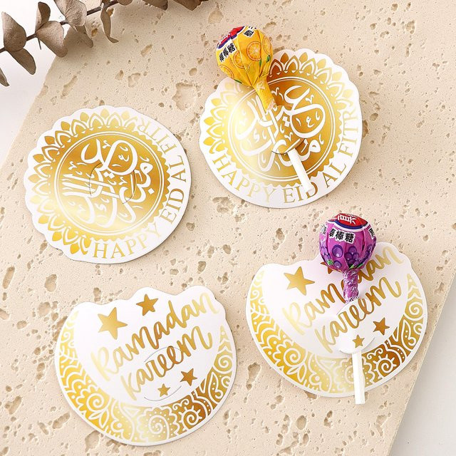 42 Ramadan Geschenke-Sets aus Papier mit goldenen Halbmond-Grußkarten und Süßigkeitenboxen - Bild 1