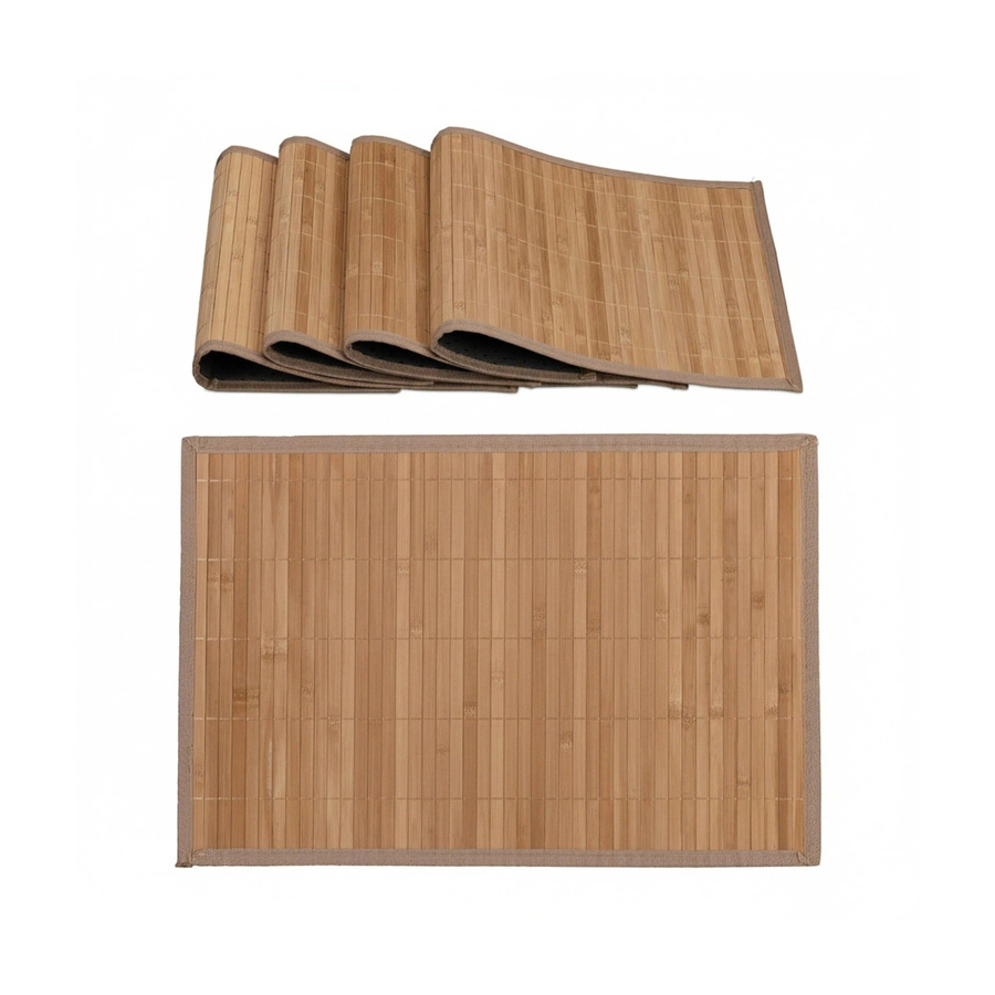 Relaxdays Tischset 4er Set aus Bambus in Natur, rutschfest, B: 45 cm, T: 30 cm, H: 0,3 cm - Bild 2