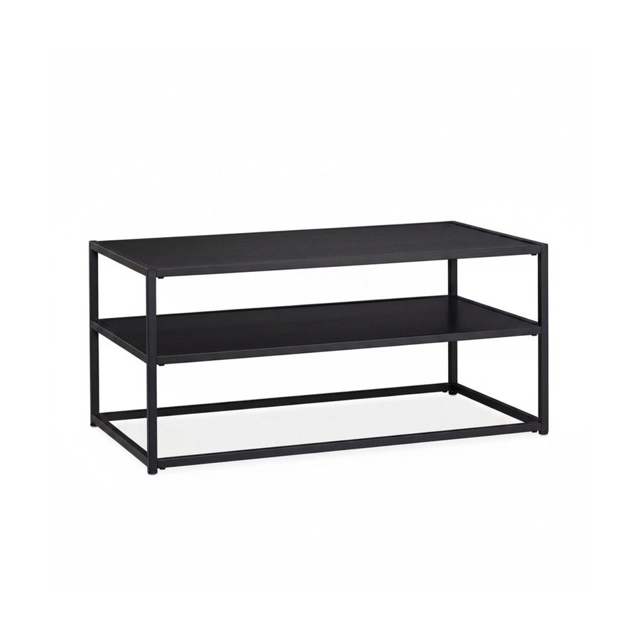 Relaxdays Couchtisch in Schwarz mit Ablage aus MDF und Metall im modernen Design, B/T/H: 90 x 42 x 50 cm - Bild 2