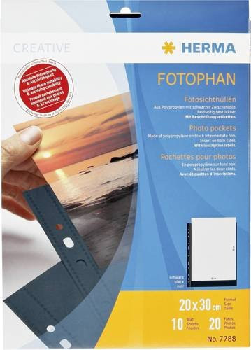 Herma Fotohüllen Schwarz und Transparent aus Kunststoff, B: 20 cm, H: 30 cm - Bild 1