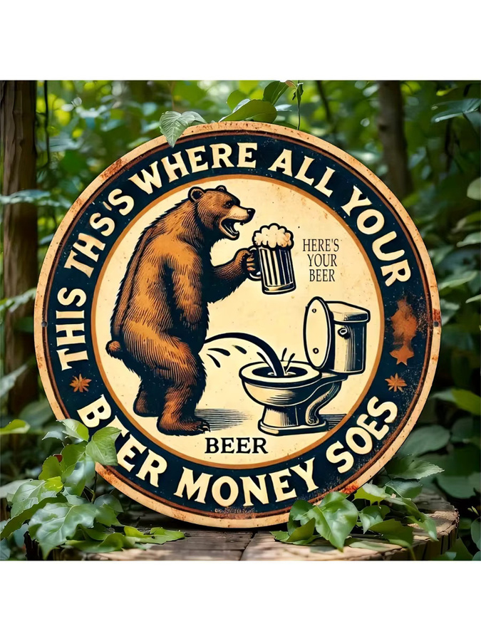 Potdemiel Vintage Aluminiumschild Alle Ihre Biergeld ist hier als rustikale Wanddekoration für Bar und Zuhause, B/H: 19,81 x 19,81 cm, Mehrfarbig - Bild 7