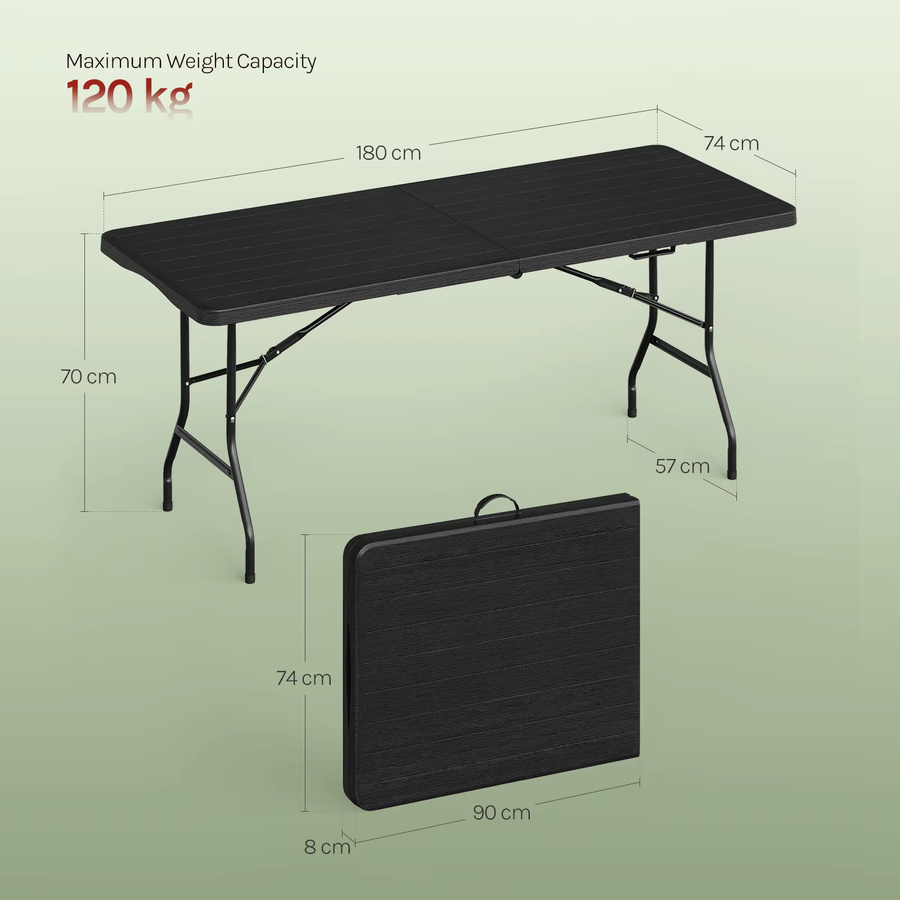 WOLTU Klappbarer Gartentisch für den Außenbereich in Schwarz, wetterfester Campingtisch für 8 Personen mit Tragetasche für Terrasse und Balkon - Bild 6