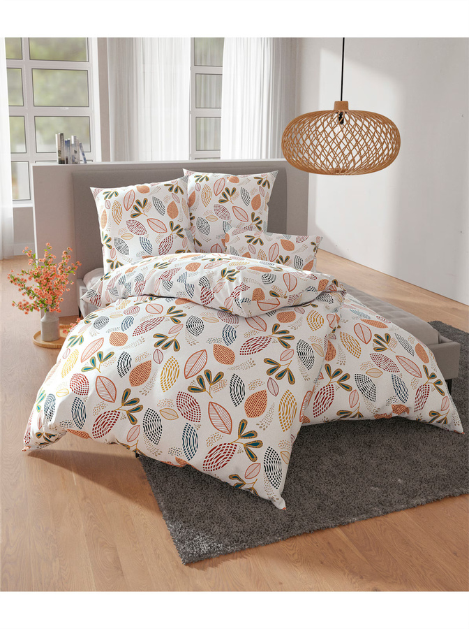 Wäschepur Bettwäsche Nature Floral aus Baumwolle mit Reißverschluss, Multicolour, B/H: 155 x 220 cm - Bild 1