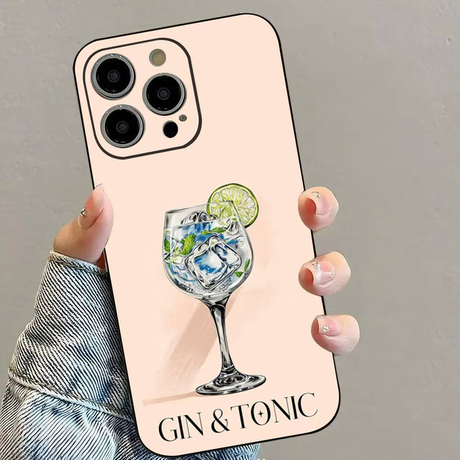 Handyhülle Gin & Tonic Cocktail Print in Schwarz aus Silikon Soft Shell für Apple iPhone 17 16 15 14 13 12 11 Air Pro Max Plus - Bild 3
