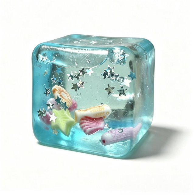 Ozean Eiswürfel Squishy Spielzeug, Transparent Glitzer, Stressabbau - Bild 1