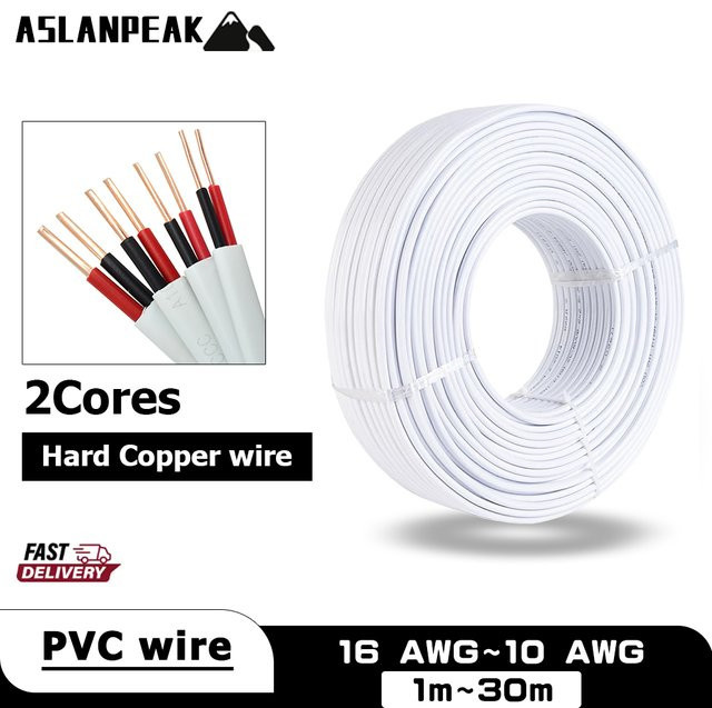 ASLANPEAK 2-adriges PVC-Mantelkabel mit massivem Kupferdraht 16-10AWG als Verlängerungskabel für Hochleistungs-Elektrogeräte - Bild 1
