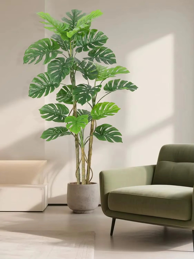 HiMISS Künstliche Monstera-Pflanze in Grün, Tropischer Palmenbaum aus Kunststoff für Heim- und Bürodekoration, Höhe: 180 cm, Breite: 150 cm - Bild 3