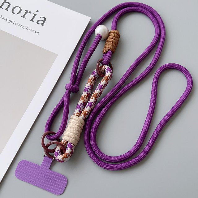HANZHI 2-in-1 Handy-Lanyard als Umhängegurt und DIY-Handgelenkband aus Polyester und Nylon in Lila - Bild 1