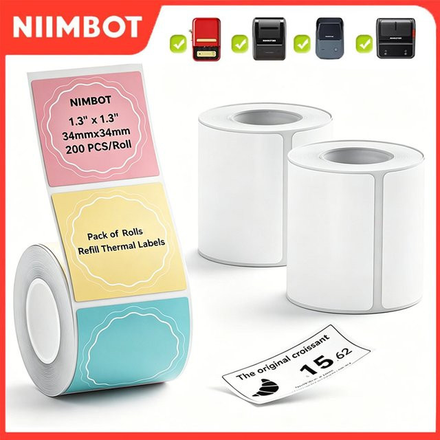 Niimbot Thermoetiketten Rund, Selbstklebende Aufkleber aus wasserfestem Papier, Weiß und Farbig, für B1/B21/B3S/B21PRO - Bild 1