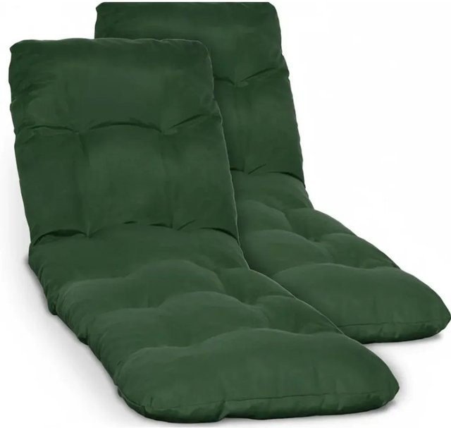 Beautissu 2er Set Sonnenliege Auflage Flair RL Dunkelgrün B: 190 cm, B: 60 cm, H: 8 cm - Bild 1