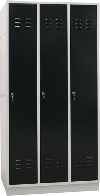 PROREGAL Garderobenschrank Ermine mit 3 Türen in Lichtgrau und Anthrazit, H x B x T: 177,5 x 89 x 50 cm - Bild 1