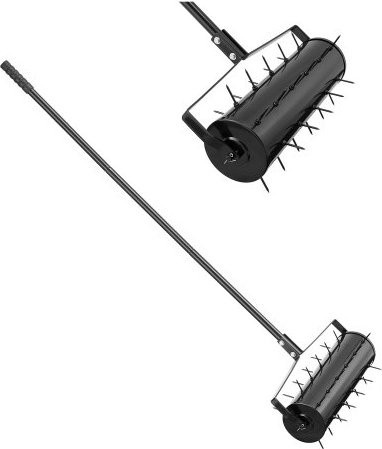VEVOR Rollrasen-Aerator manuell mit 33 Eisenstacheln und abnehmbarem Griff, Schwarz - Bild 1