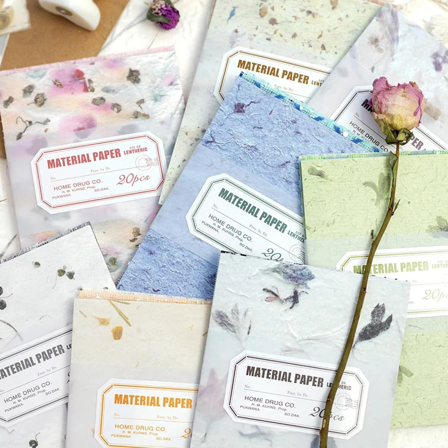 20er Paket ästhetische Scrapbooking Materialien aus Papier und Gaze in Multicolour für DIY Collage und Junk Journal - Bild 1