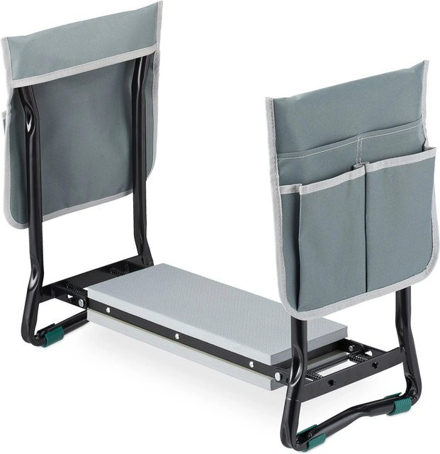 Relaxdays Kniebank klappbar aus Stahl mit Polsterung in Schwarz und Grau, B/T/H: 50 x 59 x 31,5 cm - Bild 1