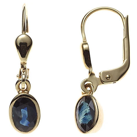 Colfem Ohrringe, 585 Gelbgold, 2 blaue Saphire, oval - Bild 1