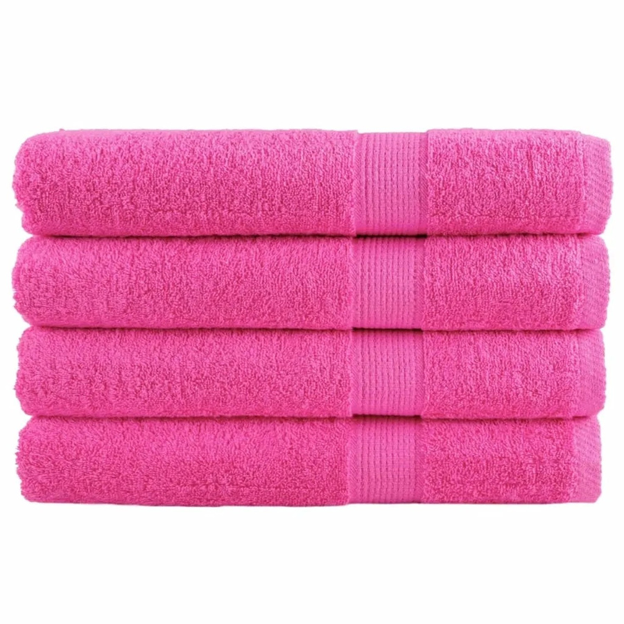 vidaXL Premium-Handtuch-Set aus 100% Baumwolle, 4 Stück, Rosa, B: 100 cm, L: 200 cm, 600g/m2 - Bild 2