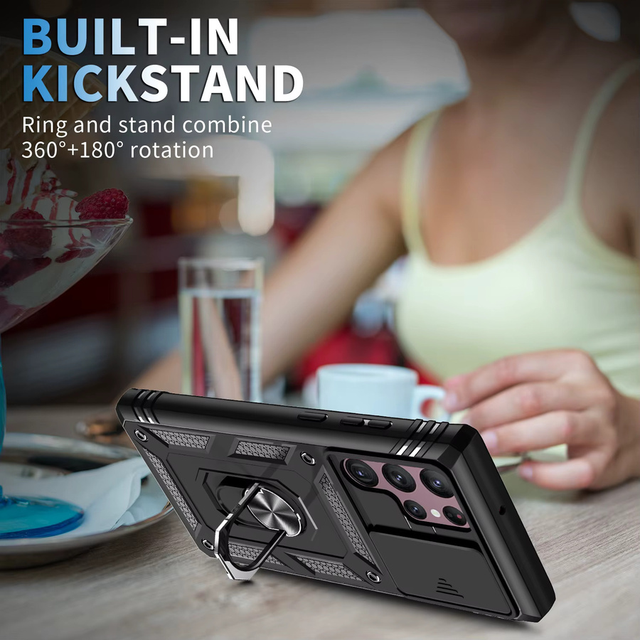 Robuste Slide-Kamerahülle für Samsung Galaxy S24 Ultra, S24 Plus, S24, S23 Ultra und S23 mit 360 Grad drehbarem Ständer und Abdeckung - Bild 3