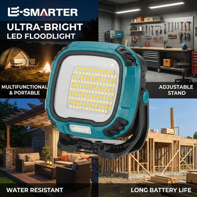 ESMARTER Tragbare LED Outdoor-Taschenlampe mit COB-Flutlicht, USB-wiederaufladbar und Powerbank-Funktion inklusive Haken für Camping, Angeln und Notfälle - Bild 1