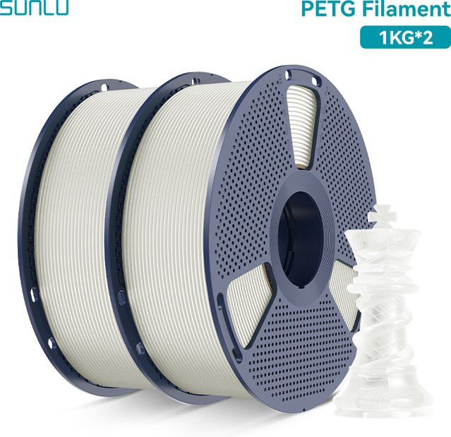 SUNLU PETG 3D-Drucker-Filament 1,75 mm, 2 kg (2 x 1 kg), bunt/multicolour, hohe Transparenz - Bild 1