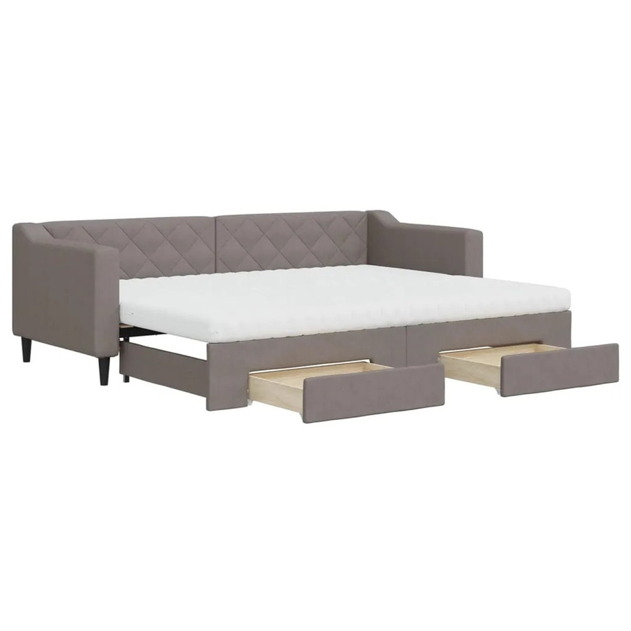 vidaXL Ausziehbares Tagesbett mit Schubladen in Taupe mit Polsterung und Schlaffunktion B/T/H: 200 x 80 x 67 cm - Bild 2