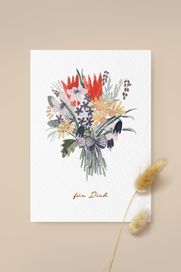 Leevje Postkarte Blumenstrauß Für dich in Weiss und Multicolour - Bild 1
