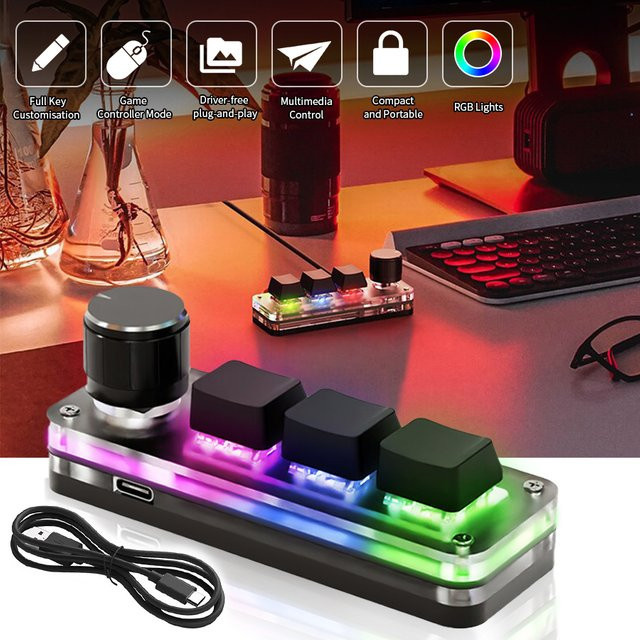 GGBEE Mechanische USB Gaming Tastatur mit 3 Makro-Tasten und RGB-Beleuchtung in Weiß - Bild 1