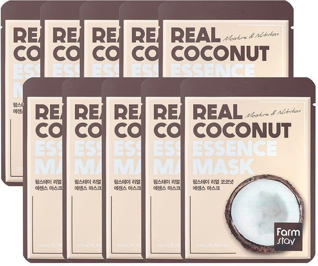 Farmstay Real Kokosnuss Essenz Maske, 10 x 23 ml, für trockene Haut - Bild 1