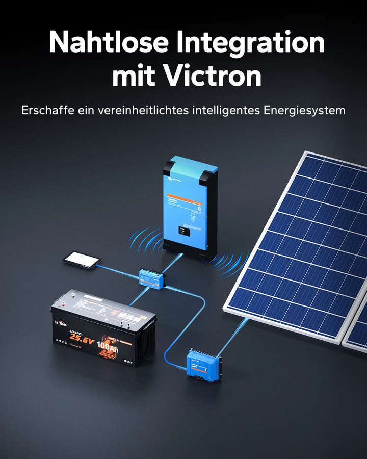LiTime 24V 100Ah LiFePO4 Lithium Batterie mit Bluetooth, Victron kompatibel, Schwarz - Bild 2