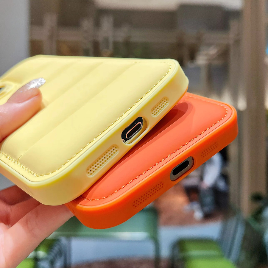 Silikon-Handyhülle im Daunenjacken-Design für Apple iPhone 11 bis 16 Pro Max Plus, inklusive Kameraschutz, Farbe: Blau - Bild 2