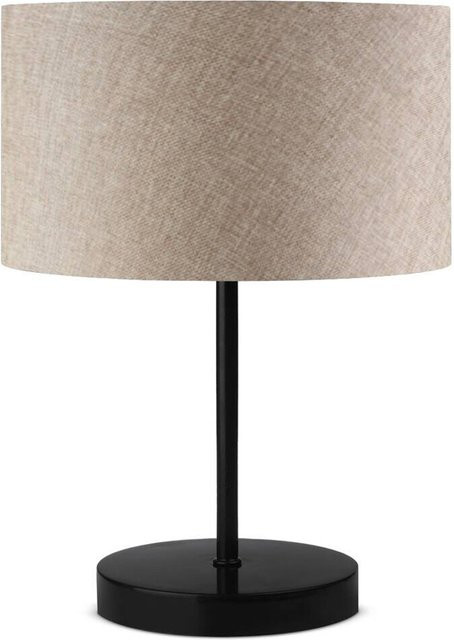 Opviq Tischleuchte aus Metall und Stoff in Schwarz und Beige, E27, B/H/T: 24 x 37 x 24 cm - Bild 1