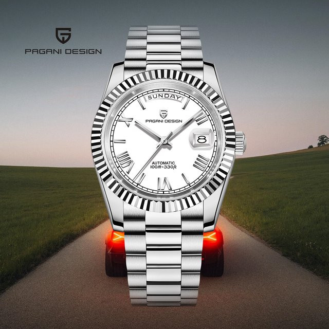 PAGANI DESIGN Armbanduhr, Automatik, Edelstahl, Weiß, Herren - Bild 1