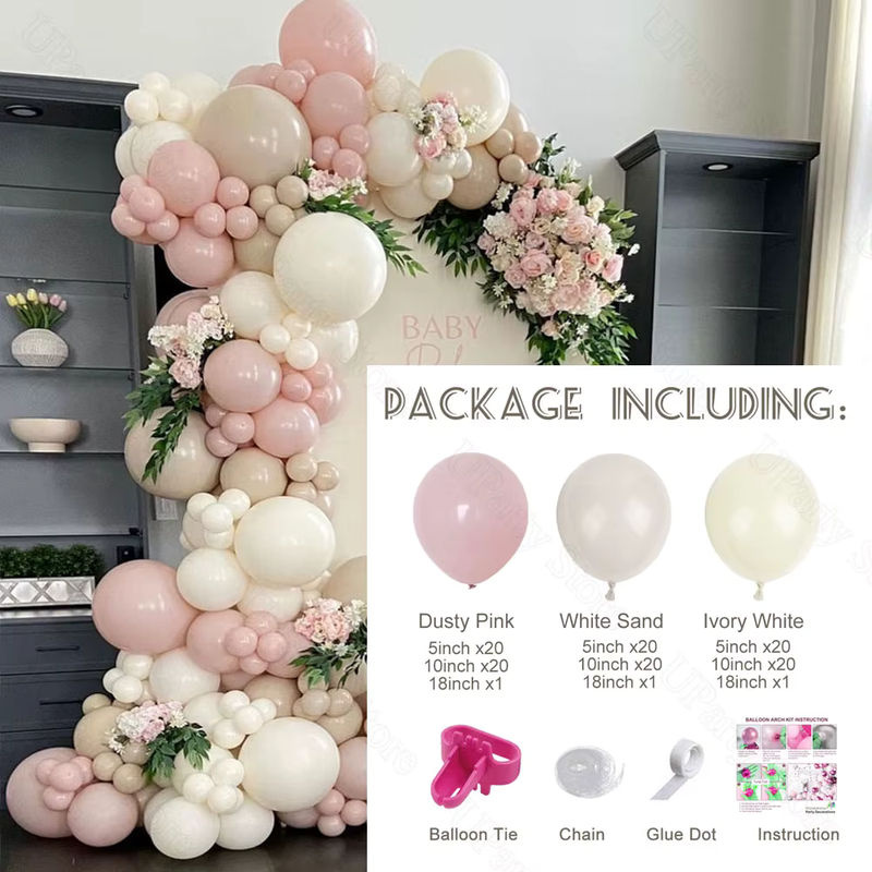 Boho Luftballon-Bogenset MicroPlush in Staubrosa, Elfenbeinweiß und Sand für Geburtstag, Babyparty und Hochzeit - Bild 2