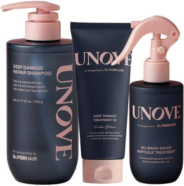 UNOVE Tiefenreparatur 3-Schritte-Set, Shampoo, Treatment, Leave-in Ampullen, Protein, Damen - Bild 1