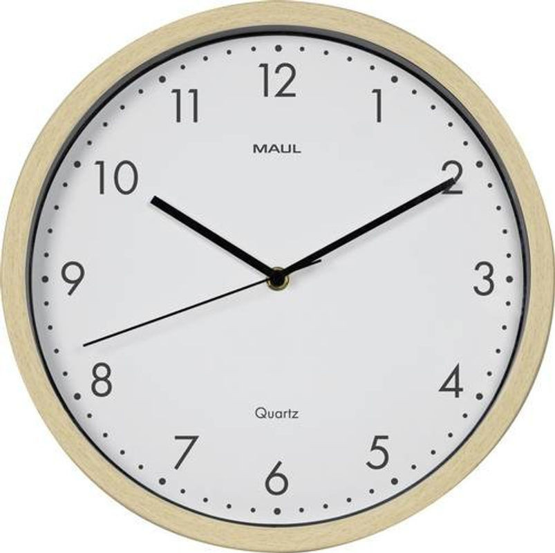 Maul 9051470 Quarz Wanduhr aus Holz in Schwarz oder Weiß, geräuschlos und modern, B/H: 30 x 5 cm - Bild 1