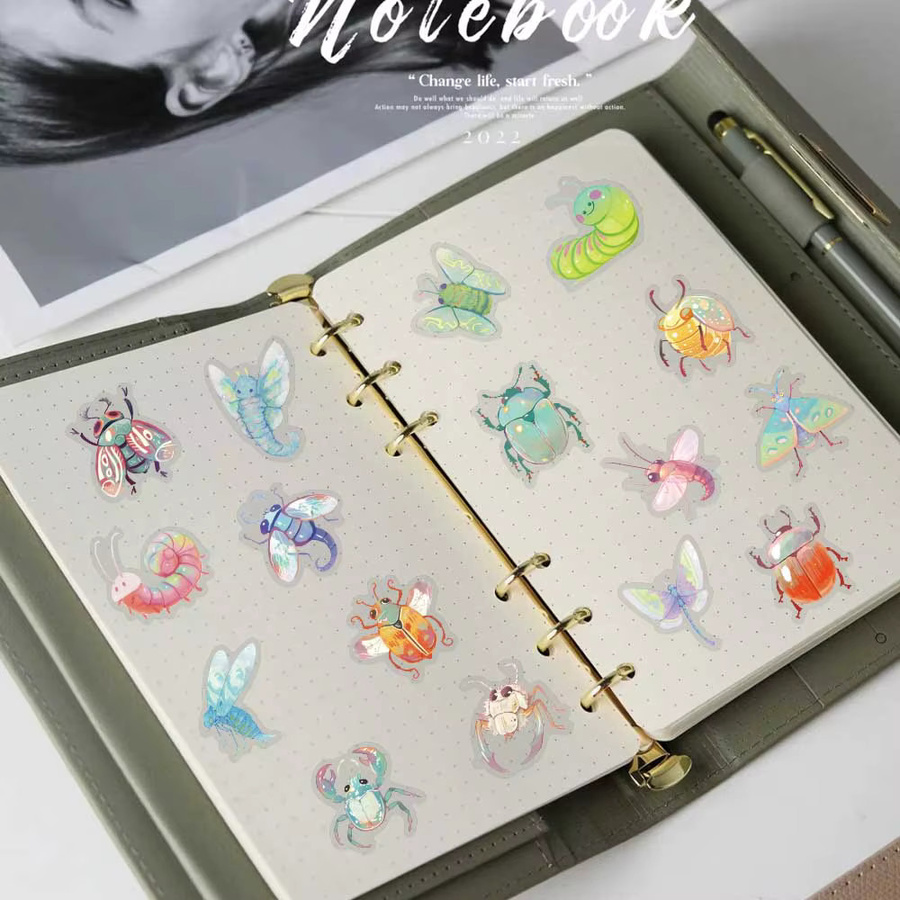 50 Stück Cartoon Insekten PET Aufkleber in Multicolour, transparente DIY Aufkleber für Laptop, Notebook, Skateboard und Gitarre - Bild 2