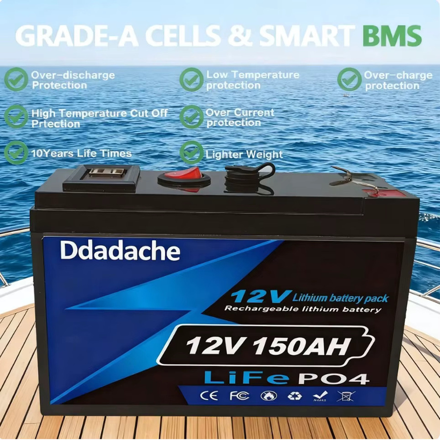 12V 150Ah LiFePO4 Lithium Akku Deep Cycle in Schwarz für Solar, Windkraft und USV mit 4000 Zyklen - Bild 5
