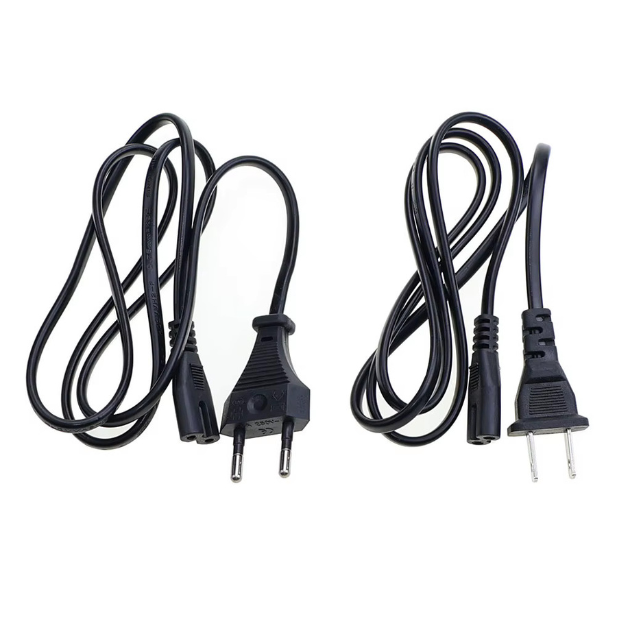 JCD EU US AC Netzkabel 2-Pin IEC C7 Stromversorgung Verlängerungskabel Schwarz, Länge: 1 m - Bild 1