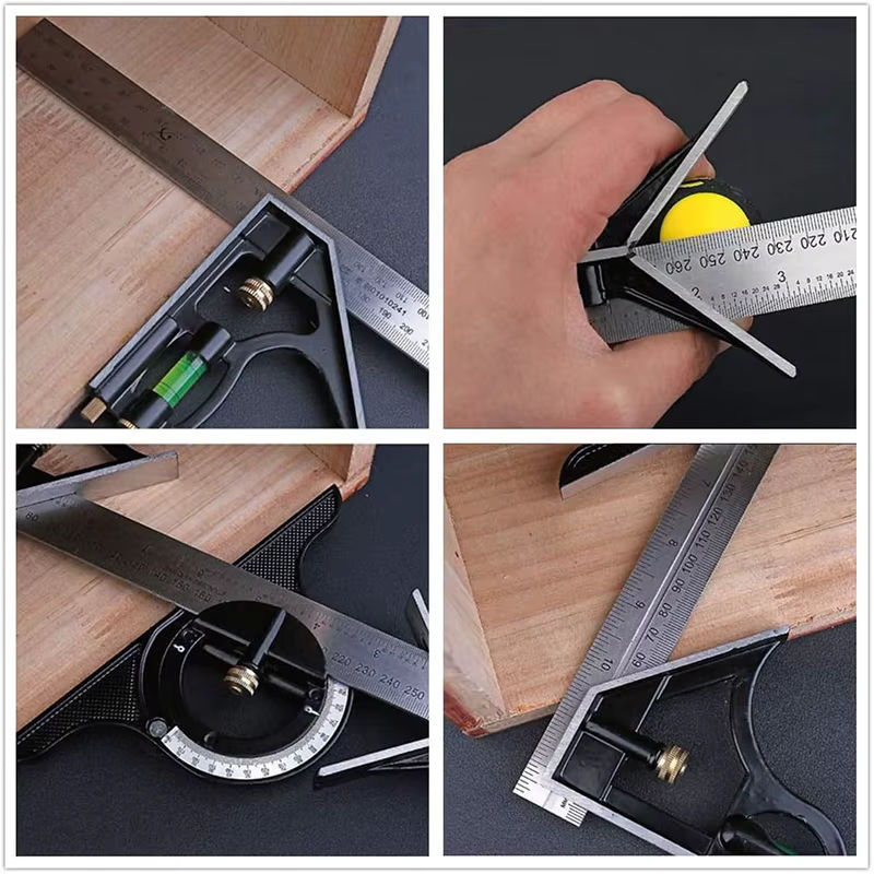 3-in-1 Edelstahl T-Winkelmesser und verstellbarer Kombinationswinkelmesser mit Goniometer in Silber - Bild 5