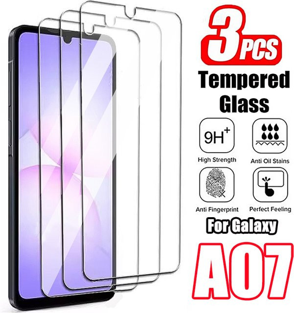 3er-Pack Samsung Galaxy A07 Schutzfolie aus gehärtetem Glas, transparent, HD Clear Premium Schutz - Bild 1