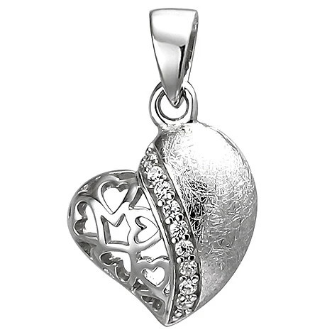Colfem Anhänger Herz, 925 Sterling Silber, eismatt, 9 Zirkonia, Unisex - Bild 1