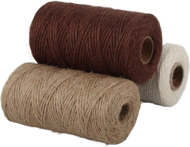 GoolRC Juteseil Set aus 3 Stück in Weiß, Braun und Schwarz, 2 mm Dicke, geflochtenes Naturfaser-Tauwerk für DIY-Verpackungen - Bild 1