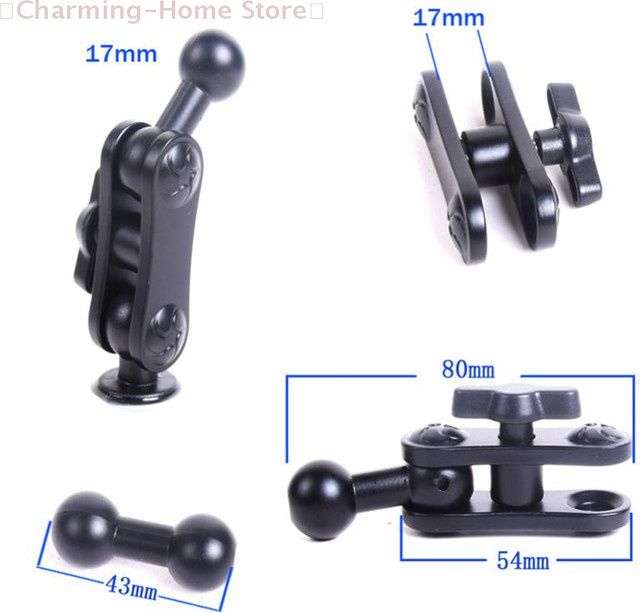 SHIDWJ Verlängerungsadapter aus Legierung für Auto-Lüftungsschlitze mit 17mm Kugelhalterung und Rotationsfunktion in Schwarz - Bild 1