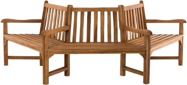 DELUKE HANIM Baumbank aus Teakholz in Braun, halbrunde Gartenbank mit Lehne, B/T/H: 250 x 125 x 93 cm - Bild 1